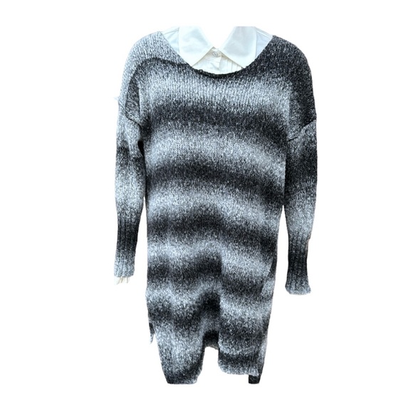 OLIVIA M. Black & silver long scooped neck sweater, S, EUC - Picture 1 of 10